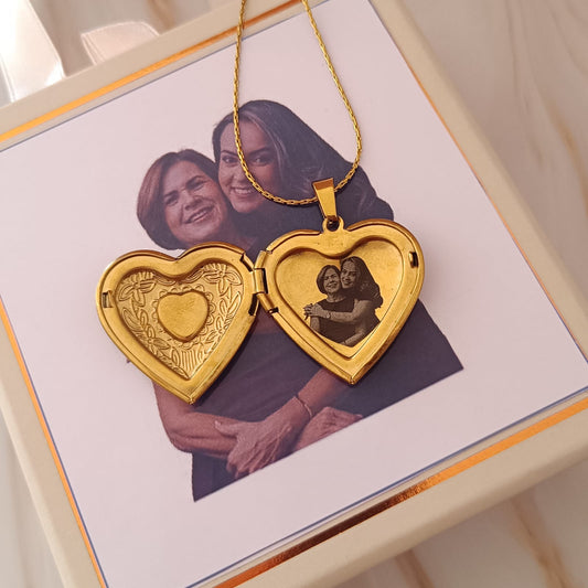Cadena Relicario Corazón Bordado