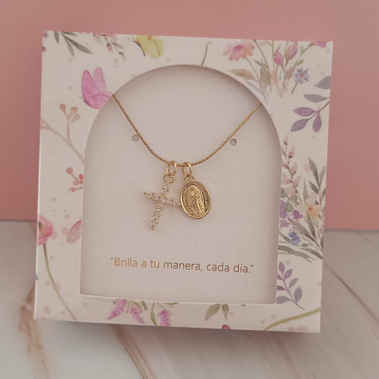 Cadena Cruz y Virgen de Guadalupe